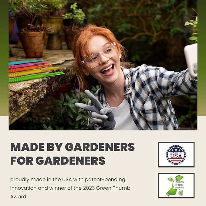 Dibby Seed Sowing Garden Tool Dibber Planter Transplanter – Sow Seeds at the Right Depth – Easily Transplant Delicate Seedlings (Dibby XL) Green