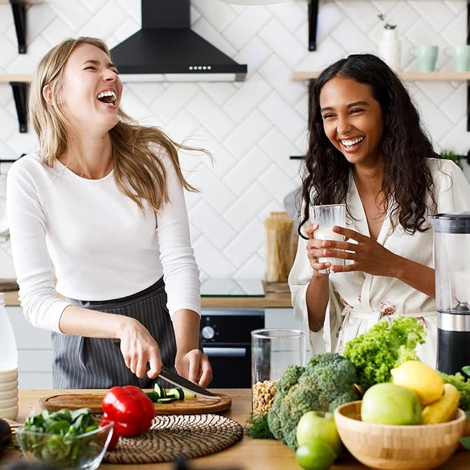 GRANDTIES 7 Piece Nonstick Black Kitchen Knife Set With Block Wooden And Sharpener, High Carbon German Stainless Steel, Ultra Sharp Forged Full Tang Chef Knife Set, Apartment Essentials, Kitchen Décor