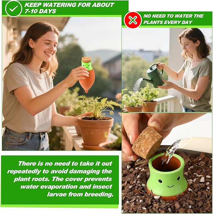 LemonRoad 4 Pcs Self Watering Terracotta Globes 11.5oz Large Ollas Plant Watering Globes Planter Insert Spike Pot Clay Planter Irrigation Device for Outdoor Indoor Easy to Refill Plant Lover Gift