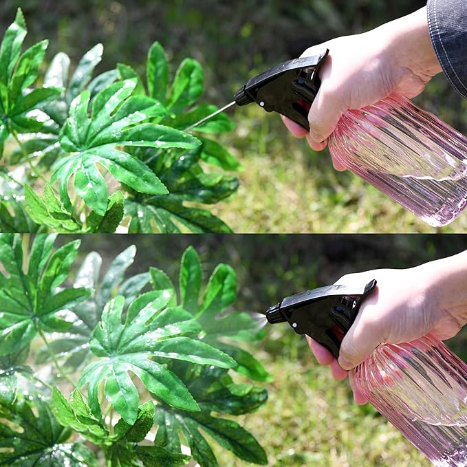 Handheld Glass Spray Bottle - 16 oz with Adjustable Nozzle for Watering Indoor and Outdoor Potted Plants and Greenery and More, 2.8 x 8.2in (pink)
