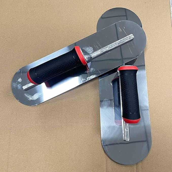 2 Pieces Pool Trowel, 0.7mm Thickness Stainless Steel Flat Finishing Trowel Set with Rubber Handle, Concrete Hand Tools for Drywall Repairs and Spreading