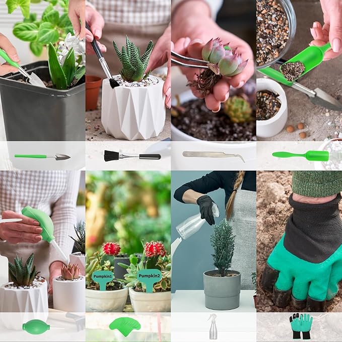 Gardening Tool Set 39 Pieces, Succulent Tools 28 Pieces, 9 Heavy Duty Garden Tools, 39.4 inch Gardening Mat and Garden Tool Bag, Gardening Kit for Indoor and Outdoor, Great Gardening Gift for Mom.