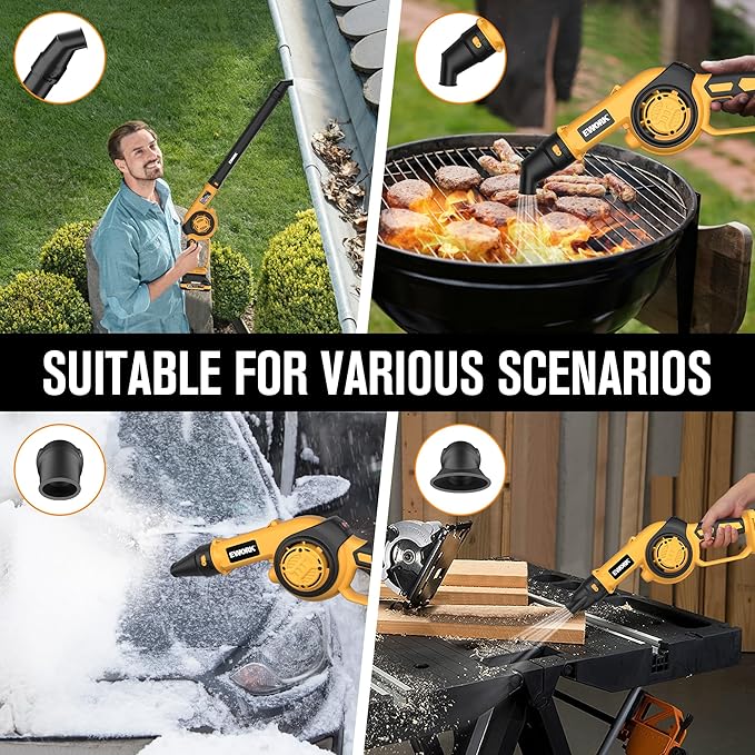 EWORK Small Leaf Blower Cordless 21V 130CFM/200MPH Lightweight Electric Leaf Blower with 2x2.0Ah Battery and Fast Charger, Mini Battery Powered Compact Blowers for Lawn Care, Leaves, Jobsite