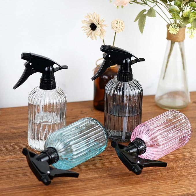 Handheld Glass Spray Bottle- 16 oz with Adjustable Nozzle for Watering Indoor and Outdoor Potted Plants and Greenery and More, 2.8 x 8.2in (grey)