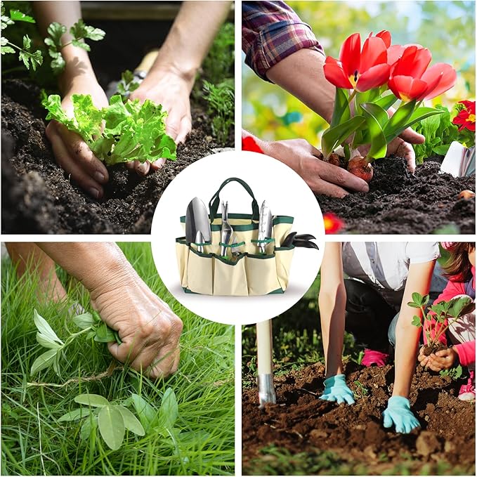 Gardening Supplies, Garden Tool Set, 19 Pcs Stainless Steel Garden Tool Kit with Bag, Ideal Gardening Gifts for Women