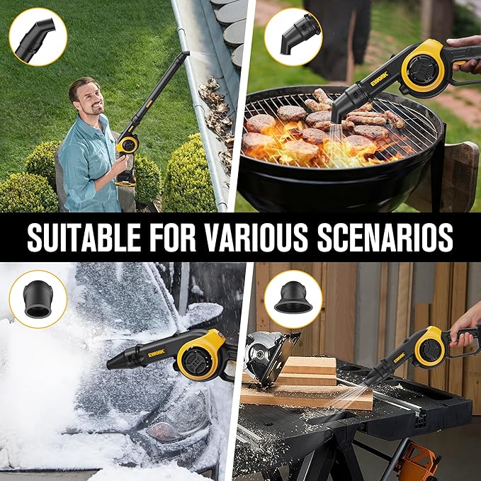 EWORK Small Leaf Blower Cordless 20V 130CFM/200MPH Lightweight Electric Leaf Blower with 2x2.0Ah Battery and Fast Charger, Mini Battery Powered Compact Blowers for Lawn Care, Leaves, Jobsite