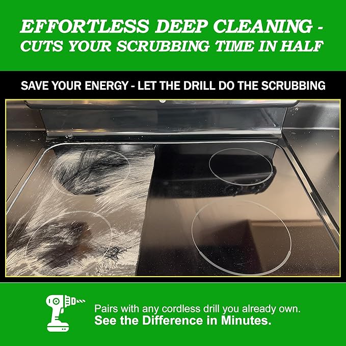 Drillbrush Green Kitchen Drill Brush Set – Drill Powered Cleaning Tools for Stainless Steel Sink, Copper Sink, Stove Top, Oven, Air Fryer & Cabinets – Must-Have Kitchen Accessories for Fast Cleaning