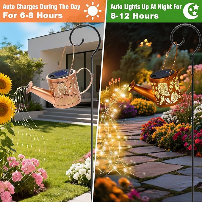 Solar Watering Can Lights Outdoor, Small Solar Yard Decorations Waterproof for Garden Decor, Sunflower Decorative Patio Lights Outside Pathway Lawn, Gifts for Mom Women Grandma Birthday Christmas