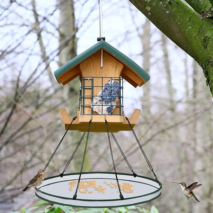 Universal Wild Bird Seed Catcher Hanging Hoop Platform Bird Seed Catcher Tray for Hummingbird Feeders Bee Feeder Outdoor Garden Accessories(2 Pieces,30 Inch)