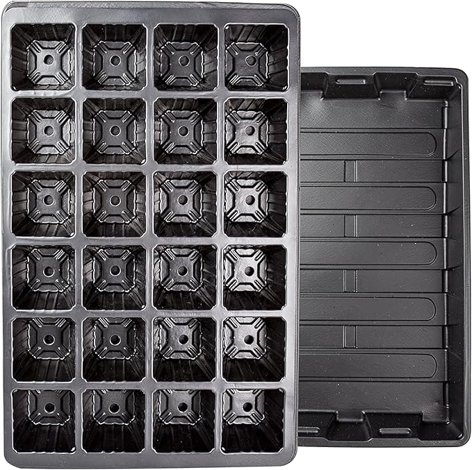 LOVEDAY 10 Pack -240 Cells -24 Grow Trays with Humidity Dome and Cell Insert - Mini Propagator for Seed Starting and Growing Healthy Plants Durable Reusable and Recyclable