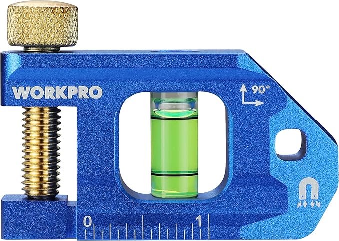 WORKPRO Conduit Bending Level, Small Torpedo Magnetic Level, Bubble Vial for 90° Measurement, Aluminum Alloy Construction, 2.5-inch, Cobalt Blue