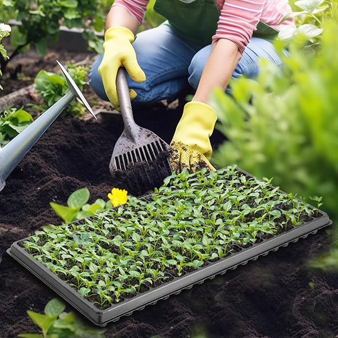 200 Cell Plug Tray, 10pcs-Pack Thick Durable Seed Starter Flats Vegetable Fruit Seeds Seedling Plastic Plug Farmer Nursery Trays Propagation