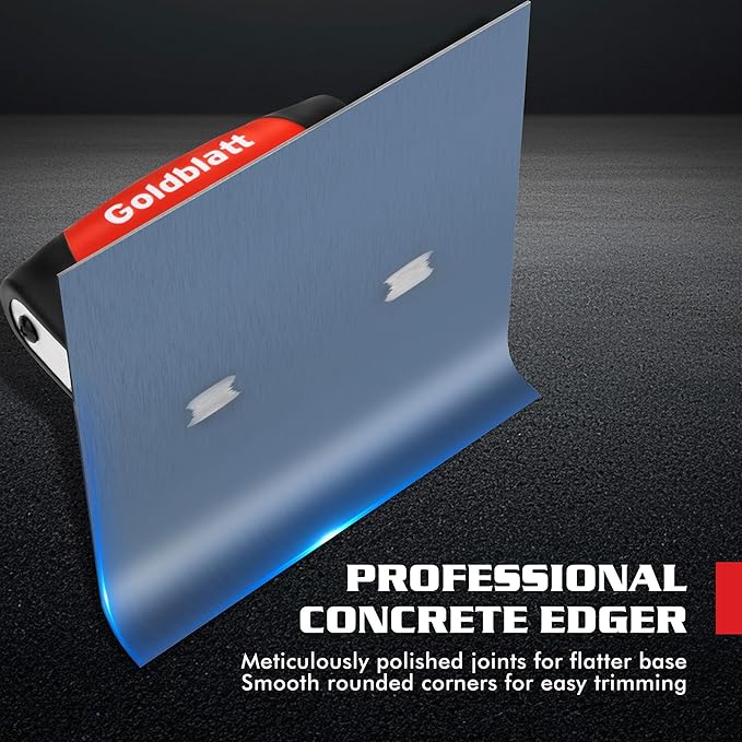 Goldblatt Concrete Edger Tool, 6" x 6" Blue Steel Edger (3/8"R, 1/2"D), Durable High Carbon Steel Concrete Finishing Tools - Masonry Hand Tool with Soft Grip, Sturdy Steel Mounting