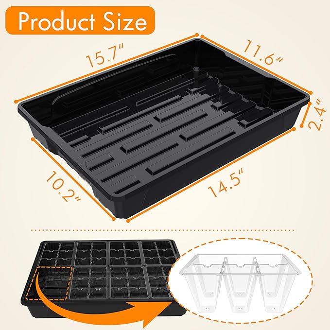 Gardzen 10 Pack Seed Trays, Reusable Plant Grow Trays, Ideal for Seed Starting, Microgreens, Indoor Gardening, and Greenhouse Plant Nurseries - No Drain Holes, 15.7" x 11.6"