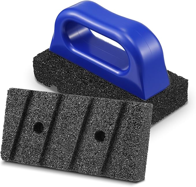 3 Pcs Rub Brick with Handle Concrete 20 Grit Masonry Tools Smoothing Cleaning Removing Marks Tool (Blue)