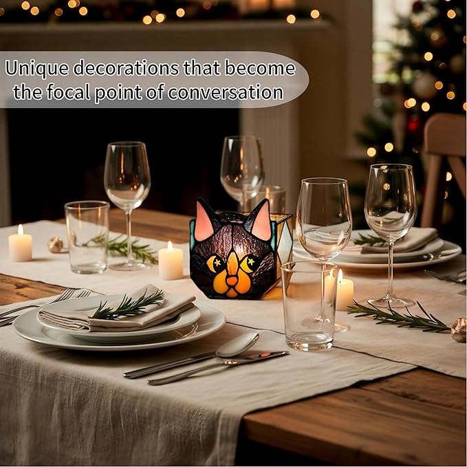 Star Black Cat Decorative Flower Pot, Handcrafted Ceramic Planter with Star Eyes, Modern Home Garden Decor