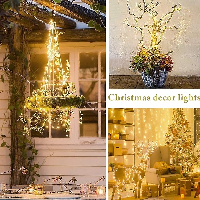 YITING 10 Strands 200 LEDs Solar Powered Twinkle Firefly Bunch Lights Waterproof (No Watering can) 8 Modes Fairy Starry String Lights Decorative Vine Solar Lights for Outdoor Garden Christmas Tree