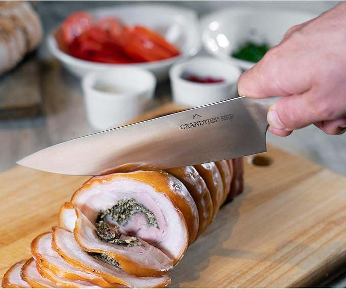 GRANDTIES 7-Piece Professional Kitchen Knife Set with Block, Kitchen Knives Sharpener | High Carbon German Stainless Steel, Ultra Sharp Chef Knife Set, Ergonomic Handle, Paring Knife, Carving