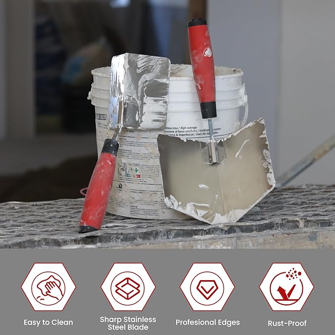 Drywall Corner Trowel 2 PC,SUMED 4'' Inside & Outside Stainless Steel Corner Finishing Tools for Drywall, Perfect for Smoothing and Shaping Corners, Ideal for DIY and Professional Use