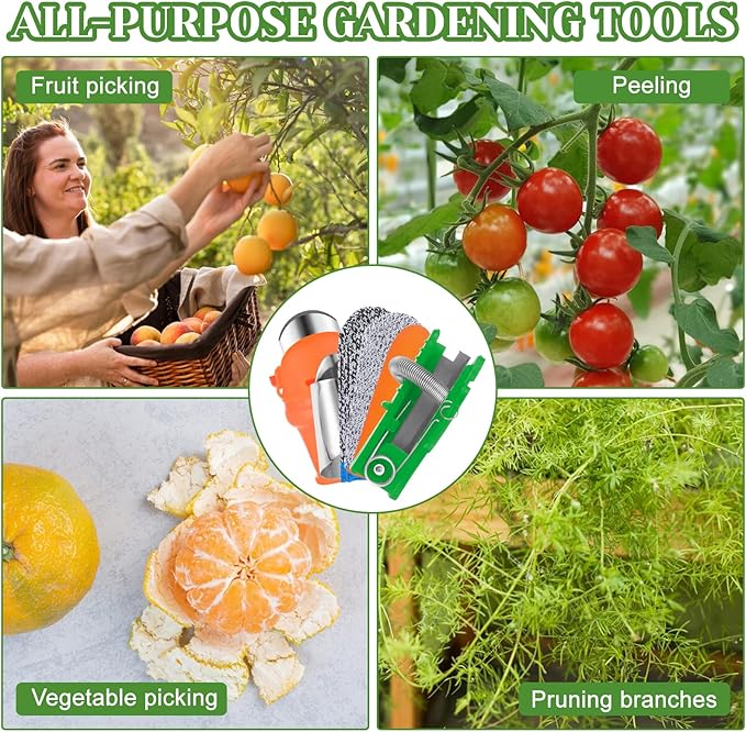 16 Pcs Gardening Thumb Knife Set, Thumb Knife for Harvesting, Stainless Steel Nail Cutters, Silicone Finger Protectors, Plant Picking, Vegetable Pruning, Garden Tool Set (Green)