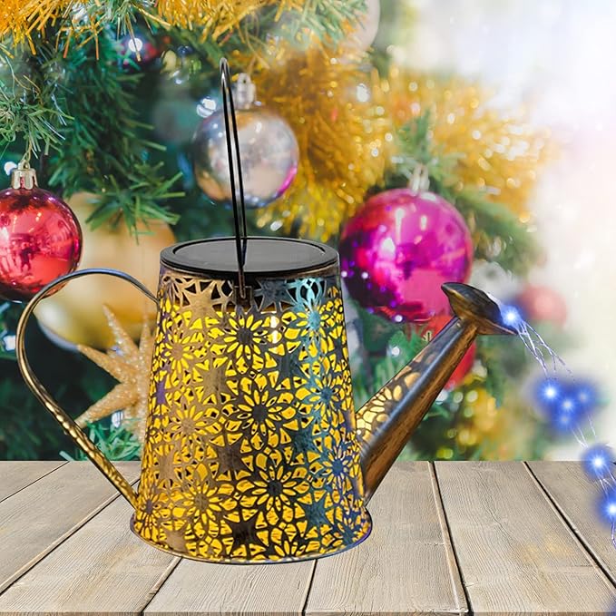 Solar Watering Can Lights,Christmas Large Retro Metal Hanging Solar Lights Outdoor Waterproof, Birthday Gifts for Women Mom Grandma Garden Decor Yard Light LED Decoration Outside for Porch Lawn Patio
