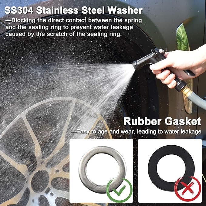 Hose Nozzle 4 Pack, Full Size Pistol Grip Water Nozzle Sprayer with Threaded Front, High Pressure Nozzle, Adjustable Spray Water Flow for Watering Plants, Showering Pet, Washing Car, Cleaning