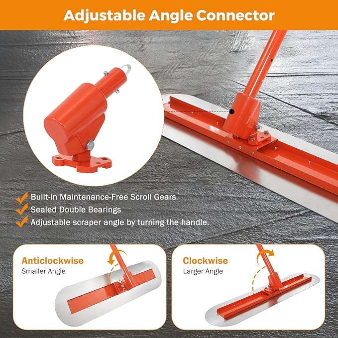 BEAMNOVA Bull Float with 48 * 12 Inches Stainless Steel Scraper Concrete Trowel 181 in Cement Extension Rod Concrete Finishing Tools Kit