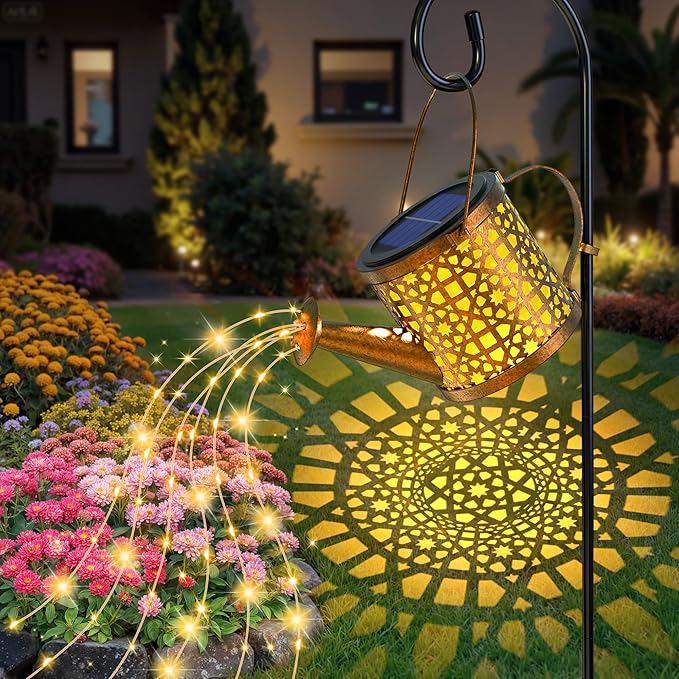 Solar Watering Can Lights Waterproof, Solar Lights Outdoor Decorative Garden Decor Metal Hanging Lights for Outside Patio Pathway Yard, Christmas Birthday Gardening Gifts