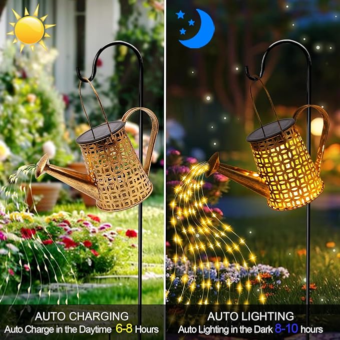 Solar Watering Can Lights, Unique Gifts for Christmas Women Mom Grandma Birthday, Waterproof Outdoor Garden Decor Large Hanging Solar Lanterns Garden Lights for Patio Porch Yard Flowerbed Pathway