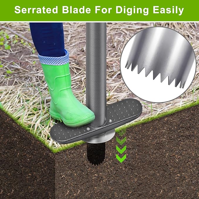 Dolibest 3-in-1 Sod Plugger & Bulb Planter Tool - Depth Adjust (3-6'') Stainless Steel Sharp Serrations with Ergonomic Grip | Lawn Plug Cutter for Turf Repair, Soil Sampling & Garden Planting-35.7"