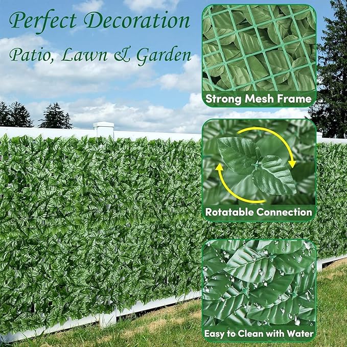 100x40inch Artificial Ivy Privacy Fence Wall Screen, Faux Greenery Backdrop Ivy Vine Leaf Hedges Fence Panels for Patio, Balcony, Garden, Backyard Indoor Outdoor Decor