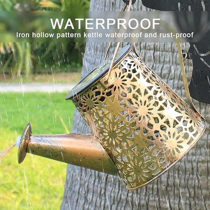 2Pack Solar Watering Can Lights,Waterproof Hollowed-Out Retro Metal Outdoor Lights with Fairy or Gnomes Accessories,Gifts for Mom Grandma Women Garden Patio Pathway Christmas Decor(Dwarf Style)