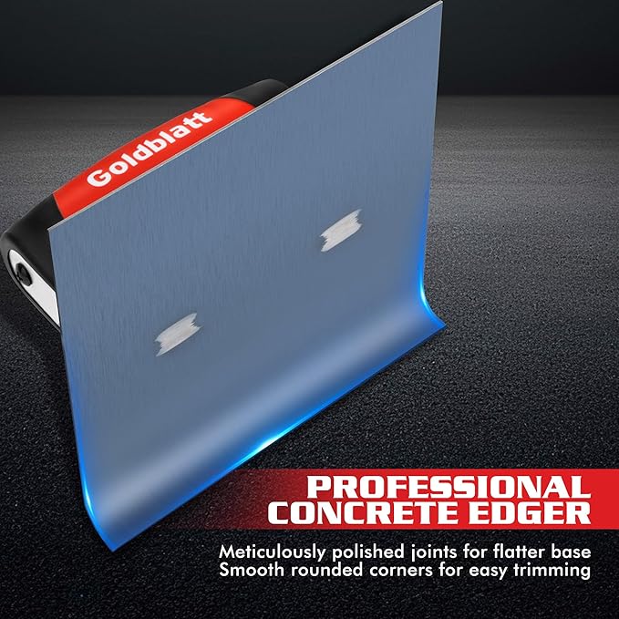 Goldblatt Concrete Tools, Concrete Edger, 6" x 6" Blue Steel Edger (1/2"R, 5/8"D), Durable High Carbon Steel Concrete Finishing Tools - Masonry Hand Tool with Soft Grip, Sturdy Steel Mounting