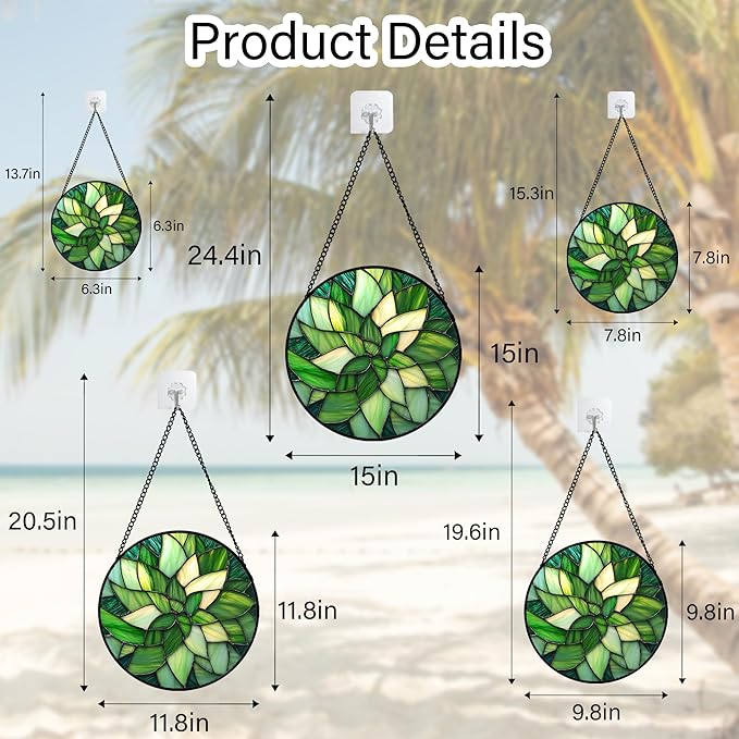 Stained Glass Window Hanging - Ireland Green Suncatcher for Doors Garden Patio Sun Catchers Decor Mother's St. Patrick's Day Birthday for Women Men Mom Nana Friend 9.8 in