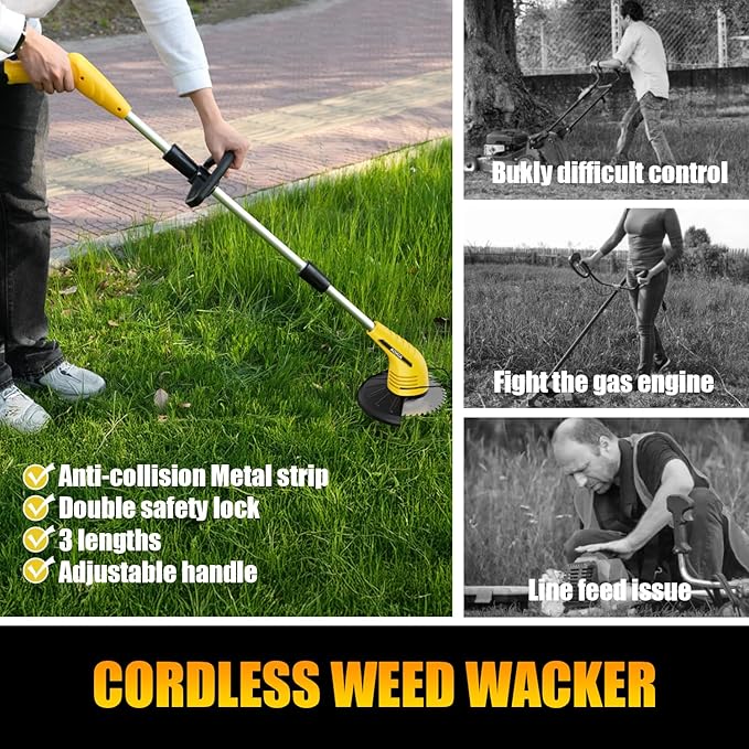 Aokia Cordless Weed Wacker Electric String Trimmer/Edger: 2.0Ah Battery Powered with Fast Charger, Lightweight Weed Trimmer Grass Cutter for Lawn, Garden, Yard Work