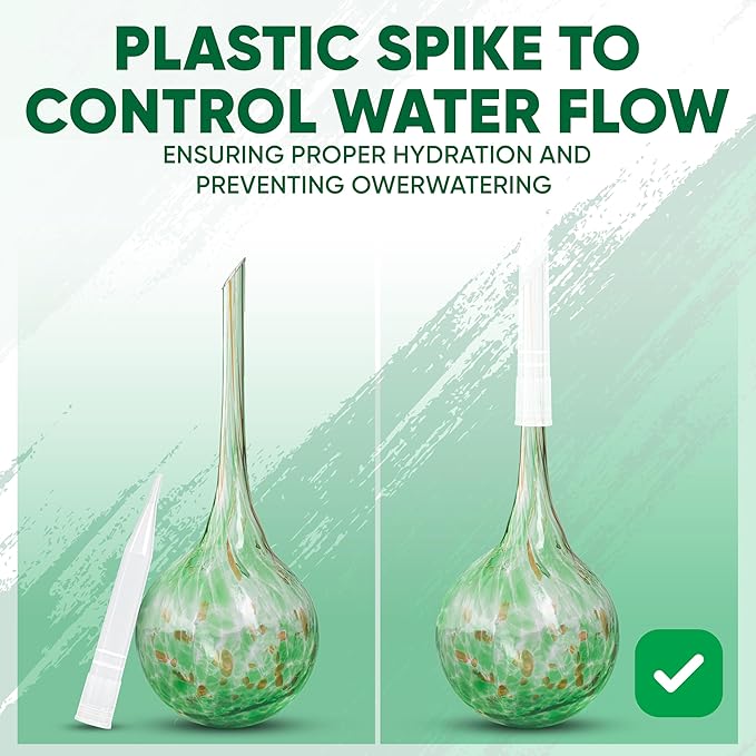 Plant Watering Globes Set of 6 – Large Glass Self-Watering Bulbs (up to 5 Days of Watering) for Indoor & Outdoor Plants – Multicolor