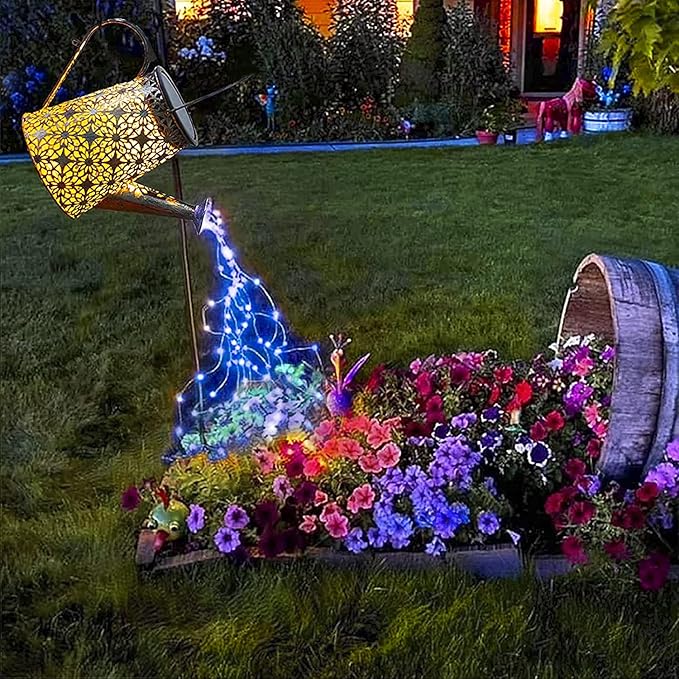 Solar Watering Can Lights,Christmas Large Retro Metal Hanging Solar Lights Outdoor Waterproof, Birthday Gifts for Women Mom Grandma Garden Decor Yard Light LED Decoration Outside for Porch Lawn Patio