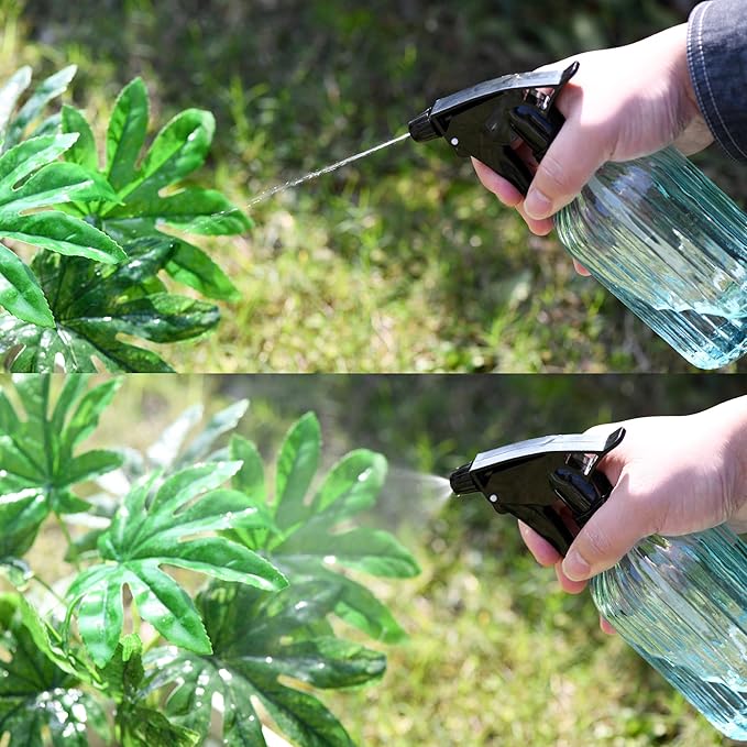 Handheld Glass Spray Bottle - 16 oz with Adjustable Nozzle for Watering Indoor and Outdoor Potted Plants and Greenery and More, 2.8 x 8.2in (Blue)