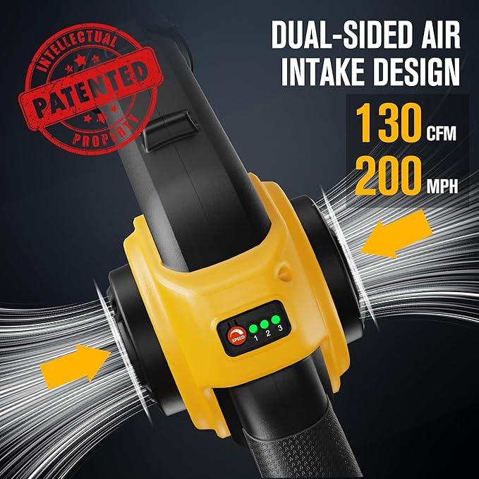 EWORK Small Leaf Blower Cordless 20V 130CFM/200MPH Lightweight Electric Leaf Blower with 2x2.0Ah Battery and Fast Charger, Mini Battery Powered Compact Blowers for Lawn Care, Leaves, Jobsite