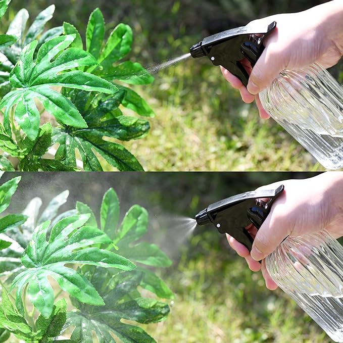 Handheld Glass Spray Bottle - 16 oz with Adjustable Nozzle for Watering Indoor and Outdoor Potted Plants and Greenery and More, 2.8 x 8.2in (clear)