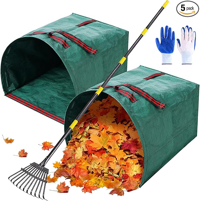2 PCS 40 Gallon Leaf Collector - Heavy Collapsible Lawn & Leaf Bags, Leaves Pick up Tool Reusable Yard Waste Bags, Large Yard Dustpan Type Garden Bag for Leaves, Debris, Lawn Trash, Clippings, Grass
