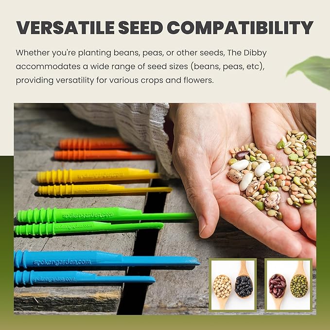 Dibby Seed Sowing Garden Tool Dibber Planter Transplanter – Sow Seeds at The Right Depth – Easily Transplant Delicate Seedlings (Dibby XL) Green (2 Pack)