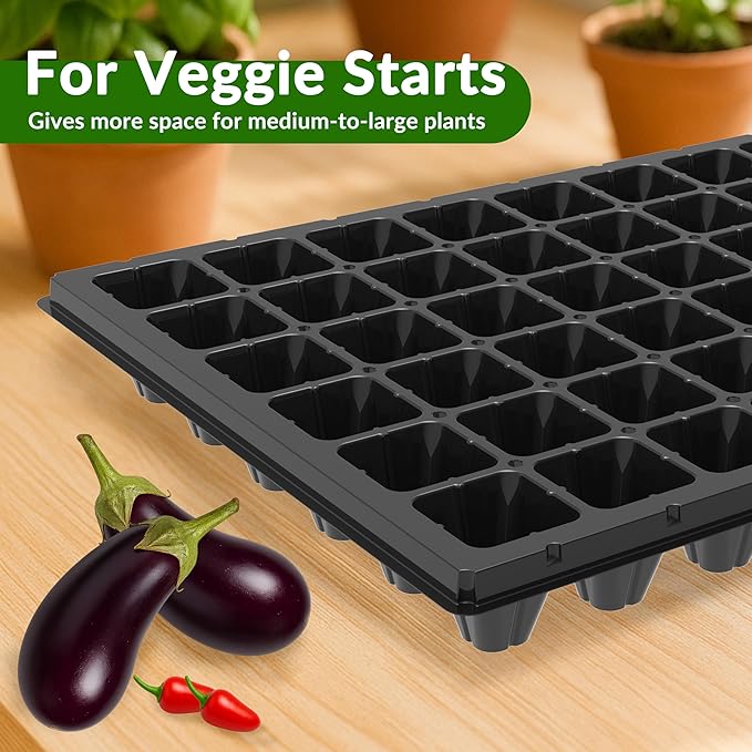 Gardzen 10 Pack 72 Cell Seed Starter Trays, 1.75" Deep Plug Tray for Seedlings, Thick Seedling Trays with Drainage Holes, Fit Standard 1020 Drip Tray