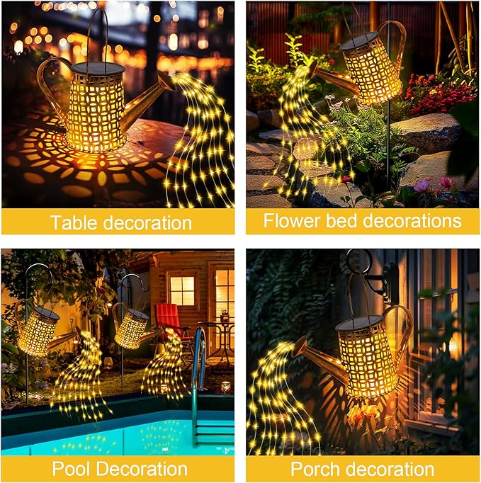 Solar Watering Can Lights, Unique Gifts for Christmas Women Mom Grandma Birthday, Waterproof Outdoor Garden Decor Large Hanging Solar Lanterns Garden Lights for Patio Porch Yard Flowerbed Pathway