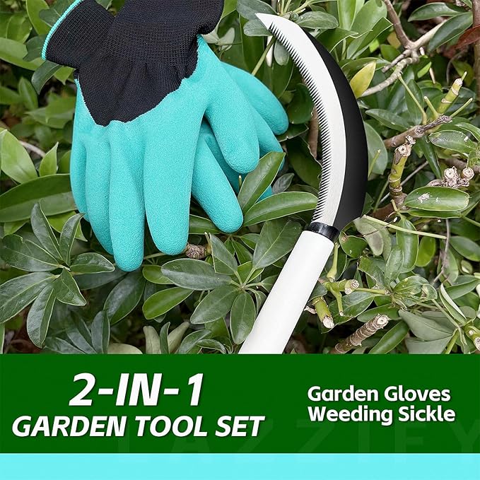 Japanese Weeding Sickle Garden Tool Set - Garden Hand Weeder Sickle Tool,Scythe Tool for Gardening,Manual Grass Sickle Carbon Steel Blade Cutter Gardening Quick Work. (Sickle Garden Tool)