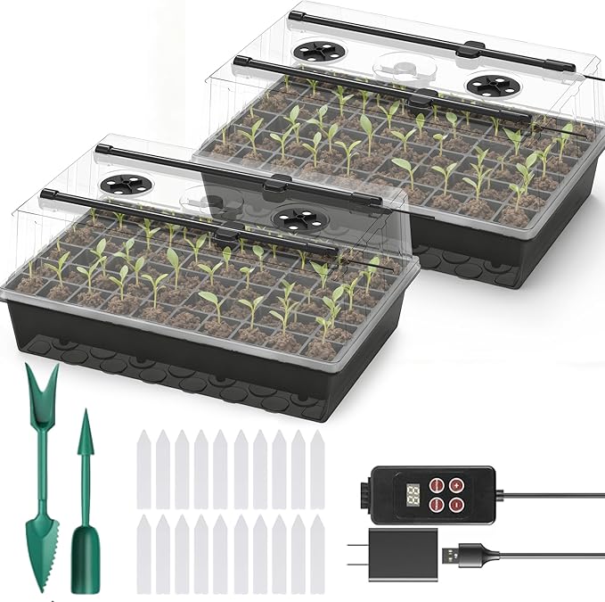 120-Cell Self-Watering Seed Starter Tray with Grow Lights, Upgraded 1–24H Timer, Seed Trays with Humidity Dome, Indoor Gardening System, Starter Kit for Seeds, Plant Germination