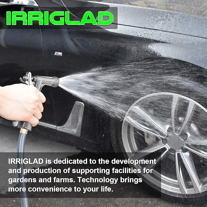 Hose Nozzle 2 Pack, Full Size Pistol Grip Water Nozzle Sprayer with Threaded Front, High Pressure Nozzle, Adjustable Spray Water Flow for Watering, Showering Pet, Washing Car, Silver