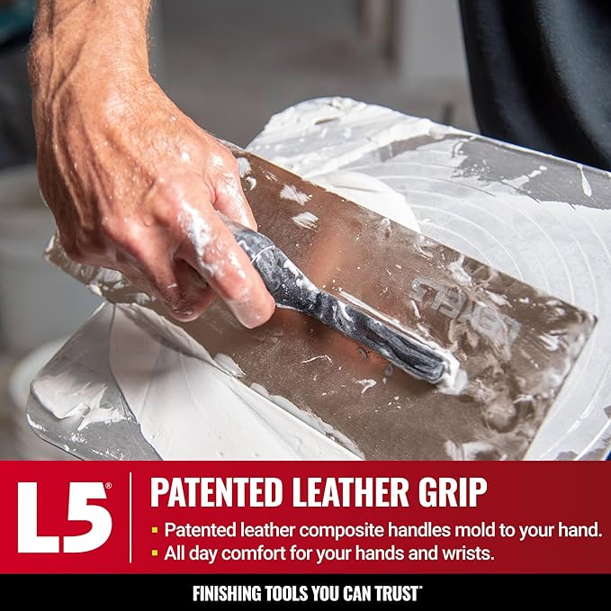 LEVEL5 12" x 4.75" 0.7 MM Flat Drywall Trowel | Triple-Hardened Stainless Steel, High-Impact Handle | Sheetrock Gyprock Wall-Board Plasterboard | 4-961