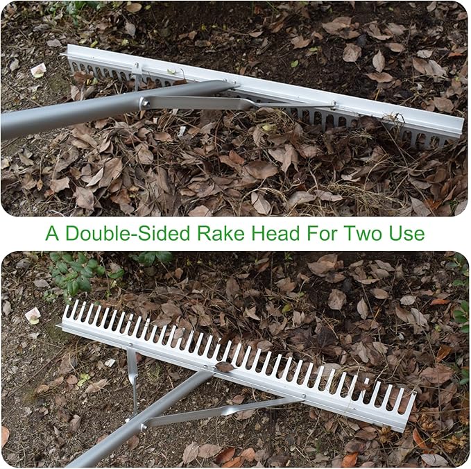 Landscape Rake 36 Inch Head, Leaf Rakes for Lawns with 67 Inch Handle,Aluminum Yard Tool for Loosening Soil, Landscaping Lawn Care , Lake Garden Pond and Beach Care