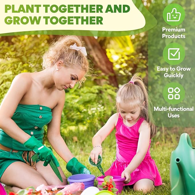 Seed Planter Tool, 6.9" Dibber Garden Tool, Plastic Dibbler Tools for Planting, Seed Dispenser, Bulb Digger Garden Planter for Sowing Seeds, Bulbs, Digging (Dark Green)